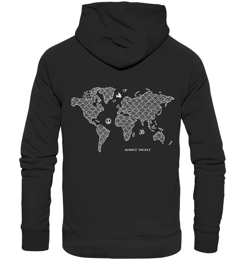 World map print kangaroo 2025 pocket hoodie